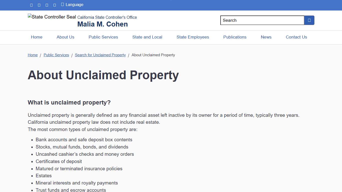About Unclaimed Property