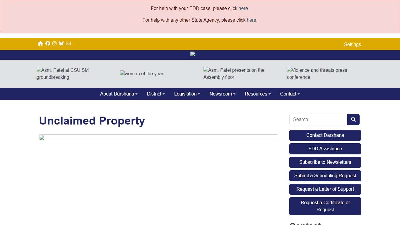 Unclaimed Property Assemblymember Dr. Darshana R. Patel